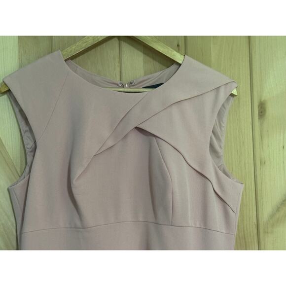 Adrianna Papell | Light Pink Sleeveless Side Ruched Sheath Dress | Size 12 - Picture 3 of 14
